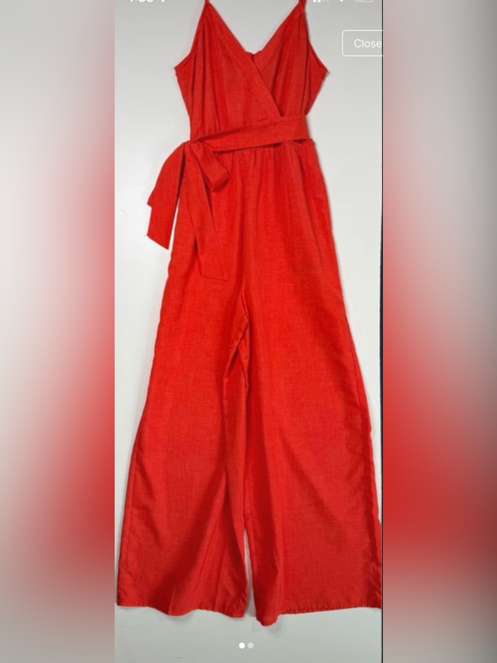 Wide Leg Tie Waist Pants - Bright Red